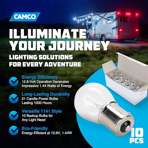 Camco Camco 54788 Replacement 1141 Auto/RV Backup Light Bulb - Box of 10 - Outdoor Depot