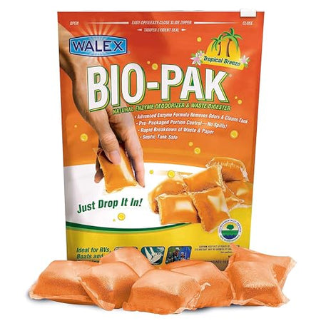Walex Walex Bio-Pak Black Holding Tank Deodorizer & Waste Digester Drop-Ins - Advanced Enzyme Formula for - Outdoor Depot