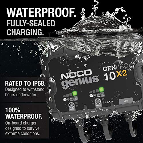 NOCO NOCO Genius GENPRO10X2: 2-Bank, 20A Onboard Battery Charger - 10A Per Bank, 12V Waterproof Marine - Outdoor Depot