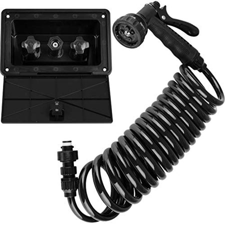 Dura Faucet Dura Faucet DF-SA189-BK RV Exterior Quick Connect Detachable Sprayer, Hose, Port, and Spray Box - Outdoor Depot