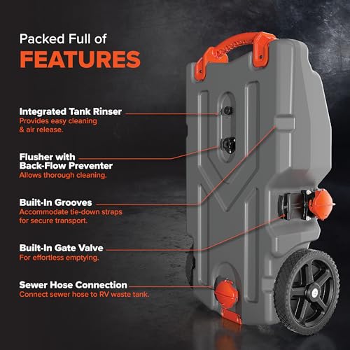 Camco Camco Rhino 36-Gallon RV Tote Tank - Features Large Heavy-Duty No-Flat Wheels & Built-in Gate Valve - - Outdoor Depot