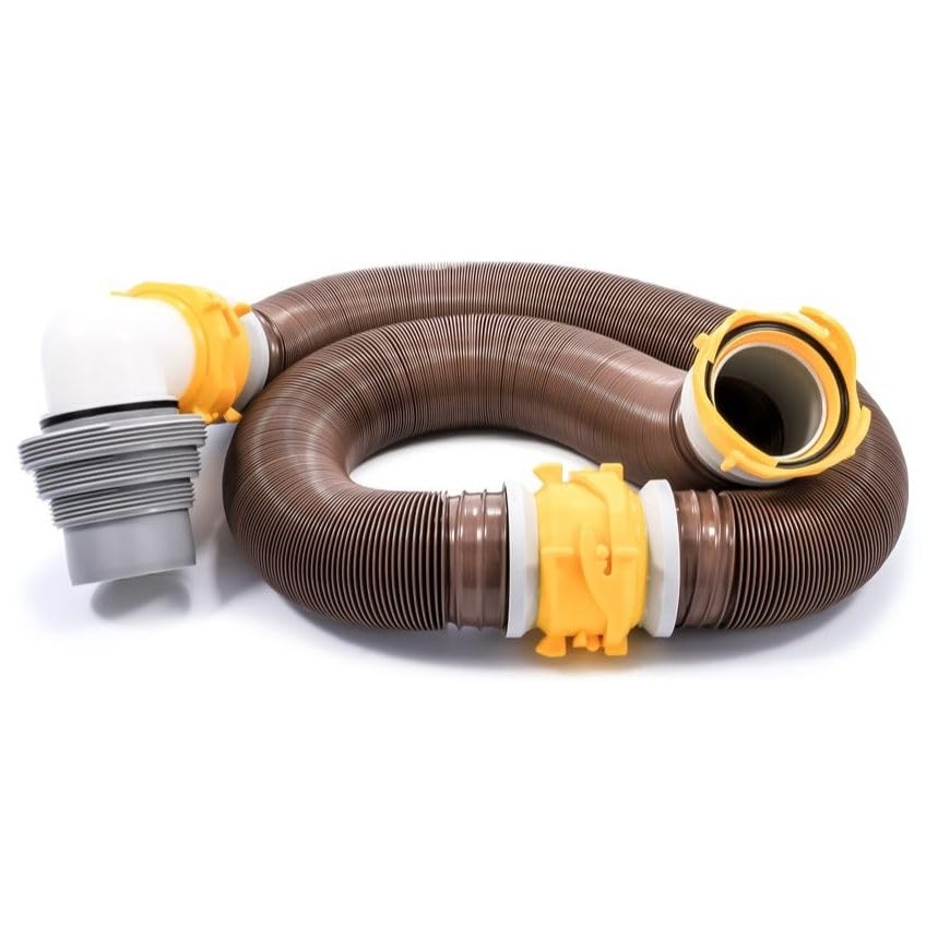 Camco Camco 39625 Revolution 20' Sewer Hose Kit with 360 Degree Swivel Fittings and 4-in1 Elbow Adapter, - Outdoor Depot