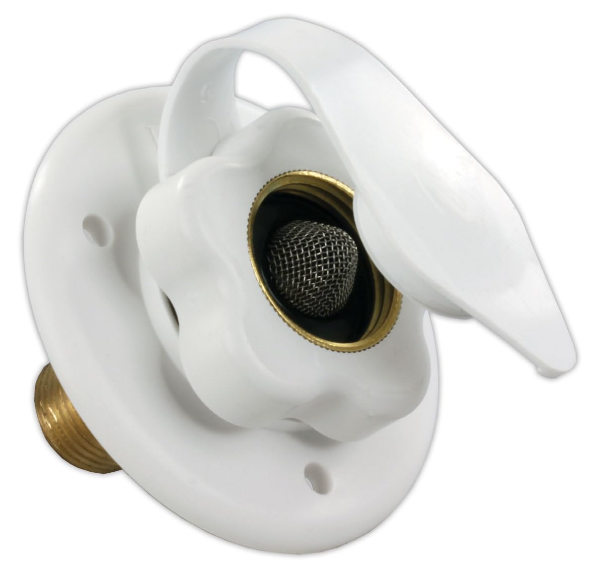 B&B Molders B&B Molders, 94214 City Water Fill with Brass Check Valve – Polar White, Leak-Tested UV-Stable - Outdoor Depot