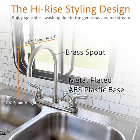 Dura Faucet Dura Faucet DF-PK330HC-SN RV J-Spout Kitchen Sink Faucet (Brushed Satin Nickel) - Outdoor Depot