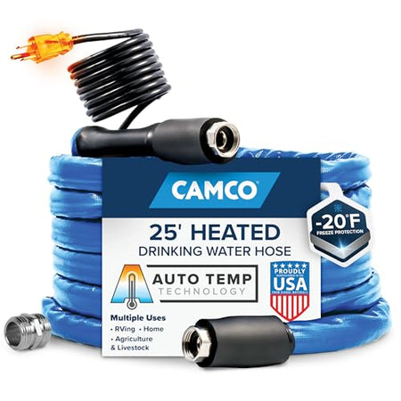 Camco Camco 25-Ft Heated Water Hose for RV - Water Line Freeze Protection Down to -20°F/-28°C - Features - Outdoor Depot