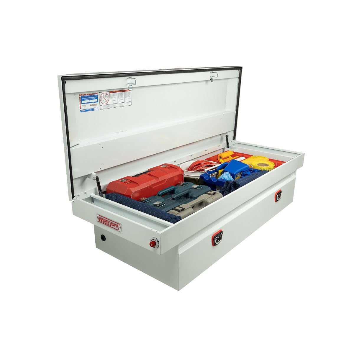Weather Guard Weather Guard Model 116-3-04 Saddle Box, Steel, Full Extra Wide, White, 14.4 cu ft - Outdoor Depot