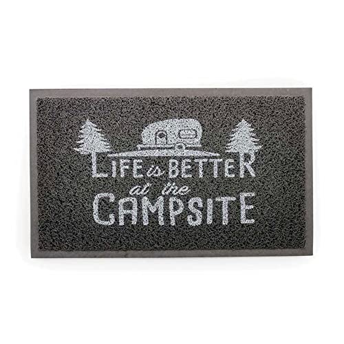 Camco Camco Life is Better at The Campsite Scrub Mat - 26.5" by 15" - Non-Slip Backing - Gray/White - 53200 - Outdoor Depot