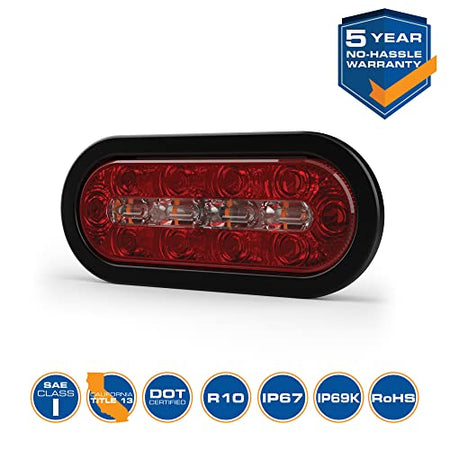 ECCO ECCO LED STTR Warning Light LEDs 8 Inch Amber White 12V 24V Surface Mount Waterproof Construction - Outdoor Depot