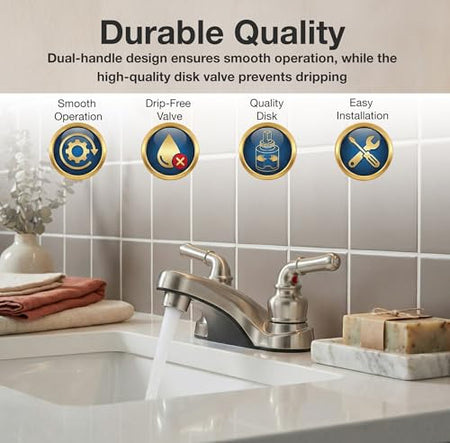 Dura Faucet Dura Faucet DF-PL700C-SN RV 2-Hole Bathroom Faucet with Classic 2-Handles (Brushed Satin Nickel) - Outdoor Depot