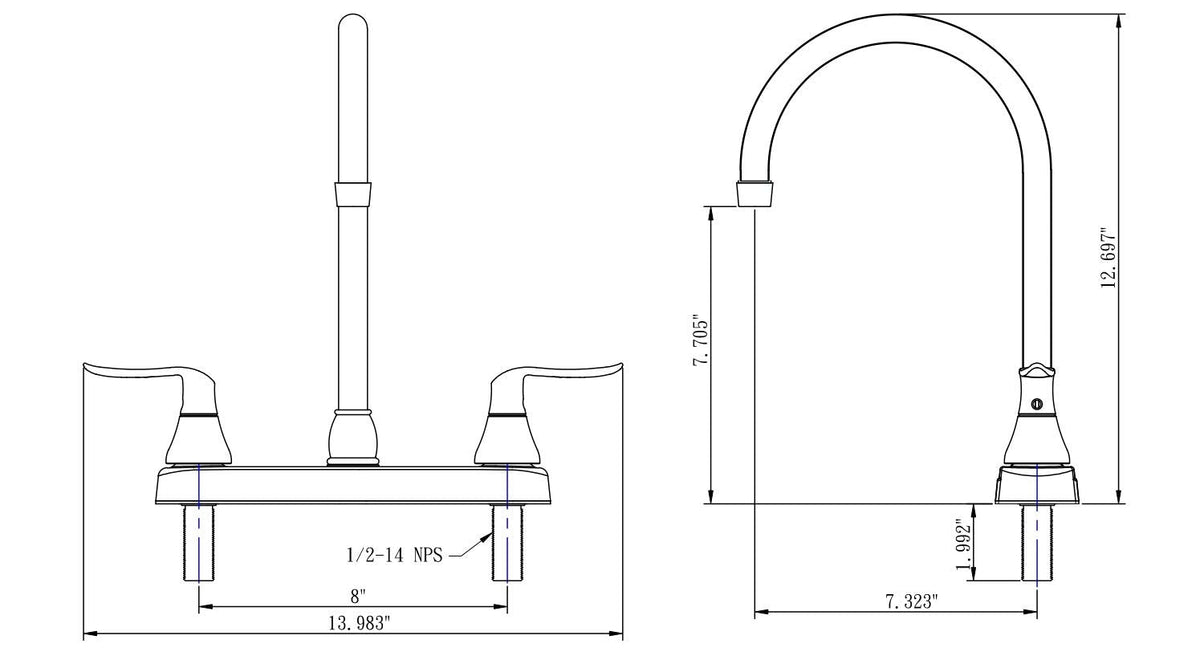 Dura Faucet Dura Faucet DF-PK330HLH-MB RV Elegant J-Spout Swivel Kitchen Sink Faucet - Two Handle (Matte - Outdoor Depot