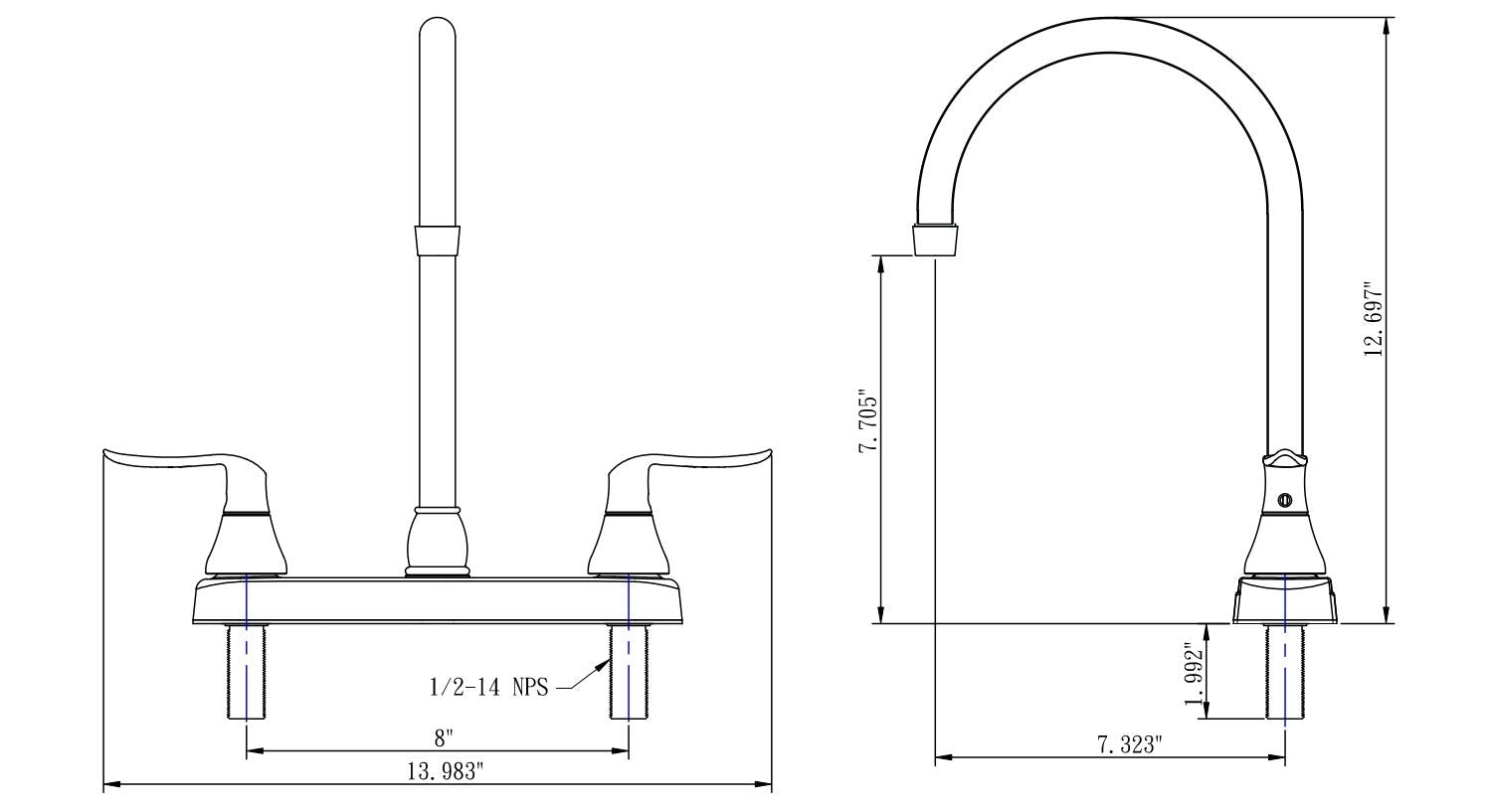 Dura Faucet Dura Faucet DF-PK330HLH-MB RV Elegant J-Spout Swivel Kitchen Sink Faucet - Two Handle (Matte - Outdoor Depot