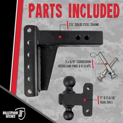 BulletProof Hitches BulletProof Hitches - 2.5" Adjustable Heavy Duty Trailer Hitch (22,000 lb. Rating) - 6" - Outdoor Depot