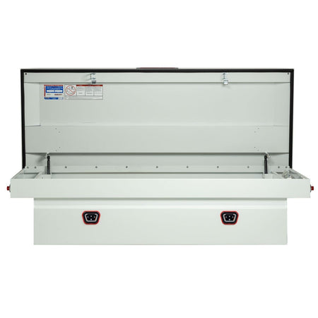 Weather Guard Weather Guard Model 116-3-04 Saddle Box, Steel, Full Extra Wide, White, 14.4 cu ft - Outdoor Depot