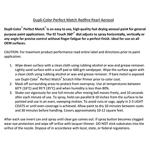 Dupli-Color Dupli-Color Perfect Match Premium Automotive Paint, Redfire Pearl (M), 8 oz - Outdoor Depot
