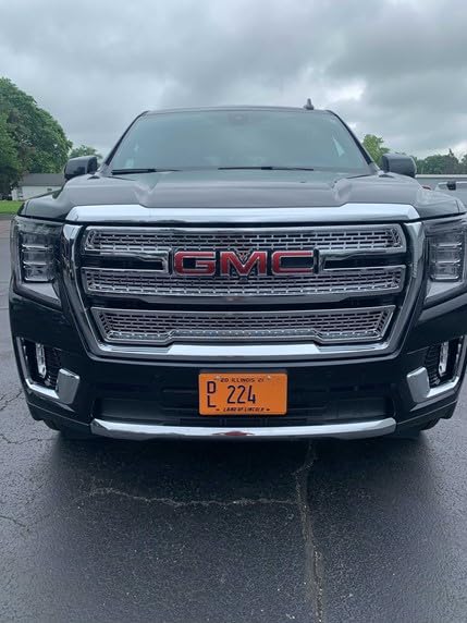 CCI Grille Insert GI179BLK, Overlay, 2 Piece Set, Mesh, OEM Shape, Gloss Black, ABS Plastic, With Logo Cutout and Vents, Without Light Cutouts, Fits 2021-2024 GMC Yukon and GMC Yukon XL (SLT,SLE, AT4)