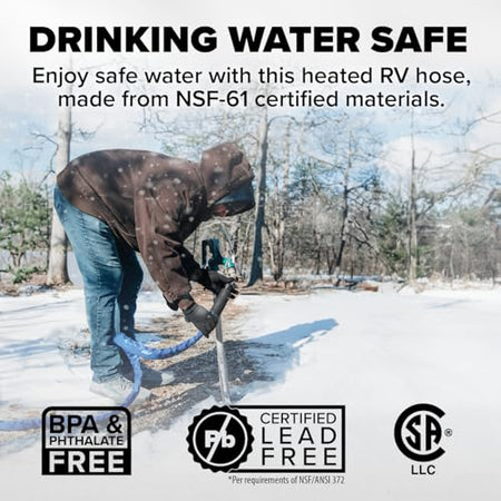 Camco Camco 50-foot Heated Water Hose for RV — Prevents Freezing Down to -20° — Certified For Drinking Water - Outdoor Depot