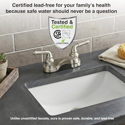 Dura Faucet Dura Faucet DF-PL700C-SN RV 2-Hole Bathroom Faucet with Classic 2-Handles (Brushed Satin Nickel) - Outdoor Depot