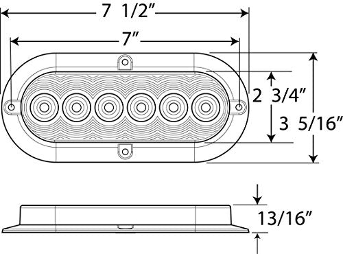 Optronics Optronics STL73RBP 6" Oval Sealed LED Stop/Turn/Tail Light, Red - Outdoor Depot