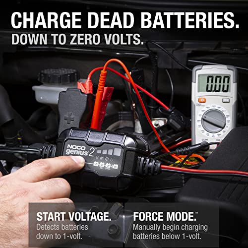 NOCO NOCO GENIUS2: 2A 6V/12V Smart Battery Charger – Automatic Maintainer, Trickle Charger & Desulfator with - Outdoor Depot