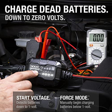 NOCO NOCO GENIUS2: 2A 6V/12V Smart Battery Charger – Automatic Maintainer, Trickle Charger & Desulfator with - Outdoor Depot