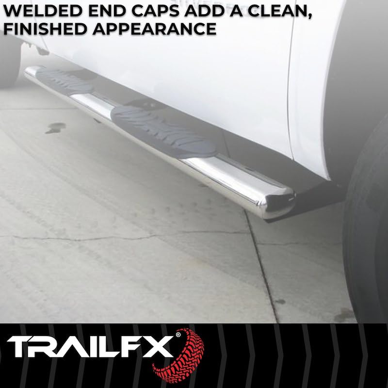 Trailfx TrailFX Nerf Bar Side Steps Fits Ram 1500 Crew Cab 2011–2018 Polished Stainless Steel with Step Pads - Outdoor Depot