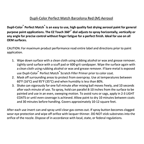 Dupli-Color Dupli-Color Perfect Match Premium Automotive Paint, Barcelona Red (M), 8 oz - Outdoor Depot
