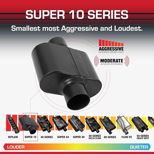 Flowmaster Flowmaster Super 10 Series Chambered Muffler – 3.00” Center In / 3.00” Center Out – Race-Inspired - Outdoor Depot