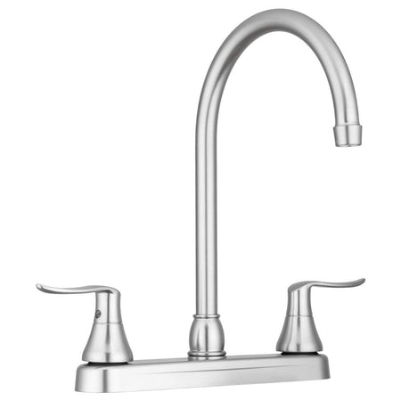 Dura Faucet Dura Faucet DF-PK330HLH-SN RV Elegant J-Spout Swivel Kitchen Sink Faucet, Two Handle (Brushed - Outdoor Depot