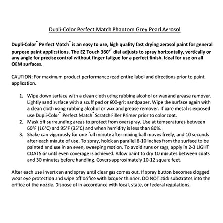Dupli-Color Dupli-Color Perfect Match Premium Automotive Paint, Phantom Grey Pearl, 8 oz - Outdoor Depot