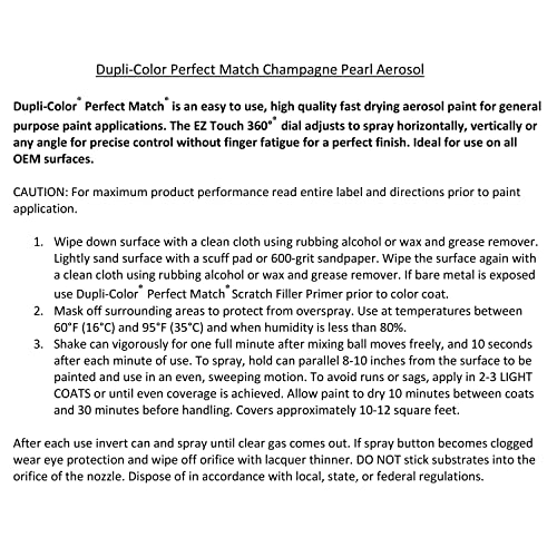 Dupli-Color Dupli-Color Perfect Match Premium Automotive Paint, Champagne Pearl, 8 oz - Outdoor Depot