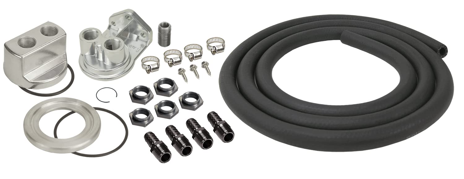 Derale Derale 15748 Engine Oil Filter Relocation Kit , Silver - Outdoor Depot