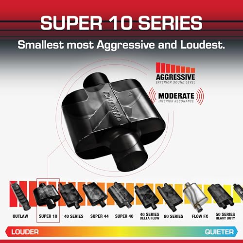 Flowmaster Flowmaster Super 10 Series Chambered Muffler – 2.50” Center In / 2.50” Center Out – Race-Inspired - Outdoor Depot