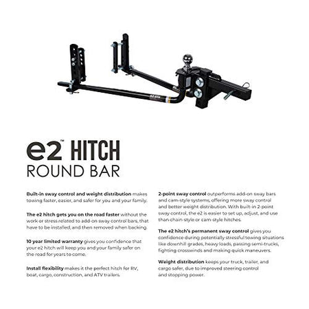 Fastway Fastway e2 2-Point Sway Control Round Bar Hitch, 94-00-0800, 8,000 Lbs Trailer Weight Rating, 800 - Outdoor Depot