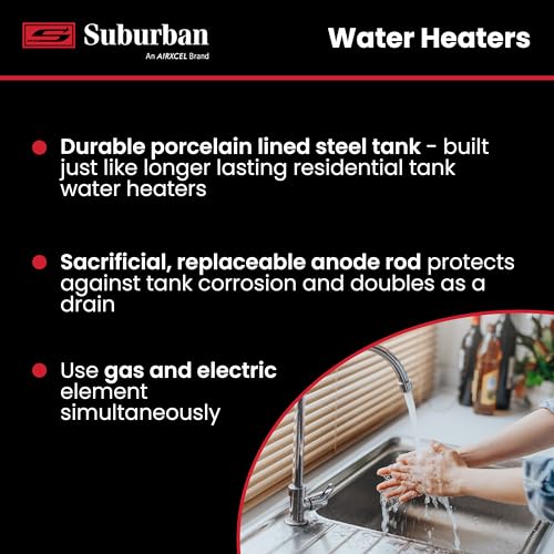 Suburban Suburban Advantage RV Tank Water Heater SW10DEL - 10 Gallon Porcelain Lined Steel Tank with Direct - Outdoor Depot