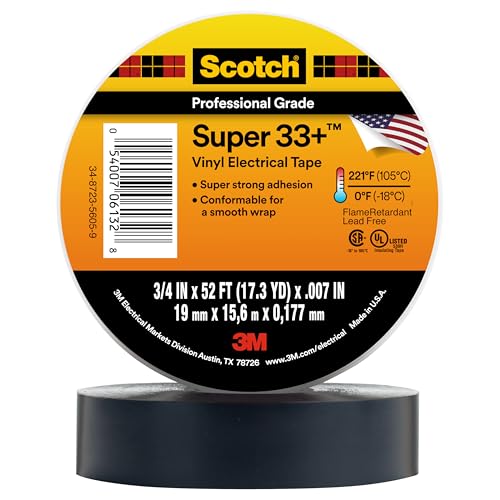 3M 3M Scotch Super 33+ Electrical Tape - 3/4 in x 52 ft, Premium Grade All-Weather Vinyl, Resistant to - Outdoor-Depot.us