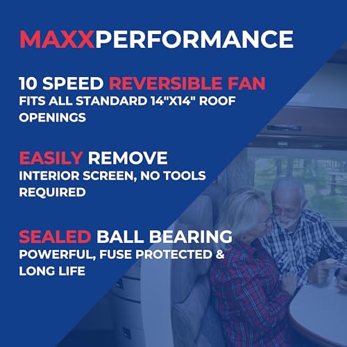 Maxx Air MAXXAIR Maxxfan Deluxe - All-In-One RV Vent, Shield & Fan; Built-In Rain Shield, 10 Speed - Outdoor Depot