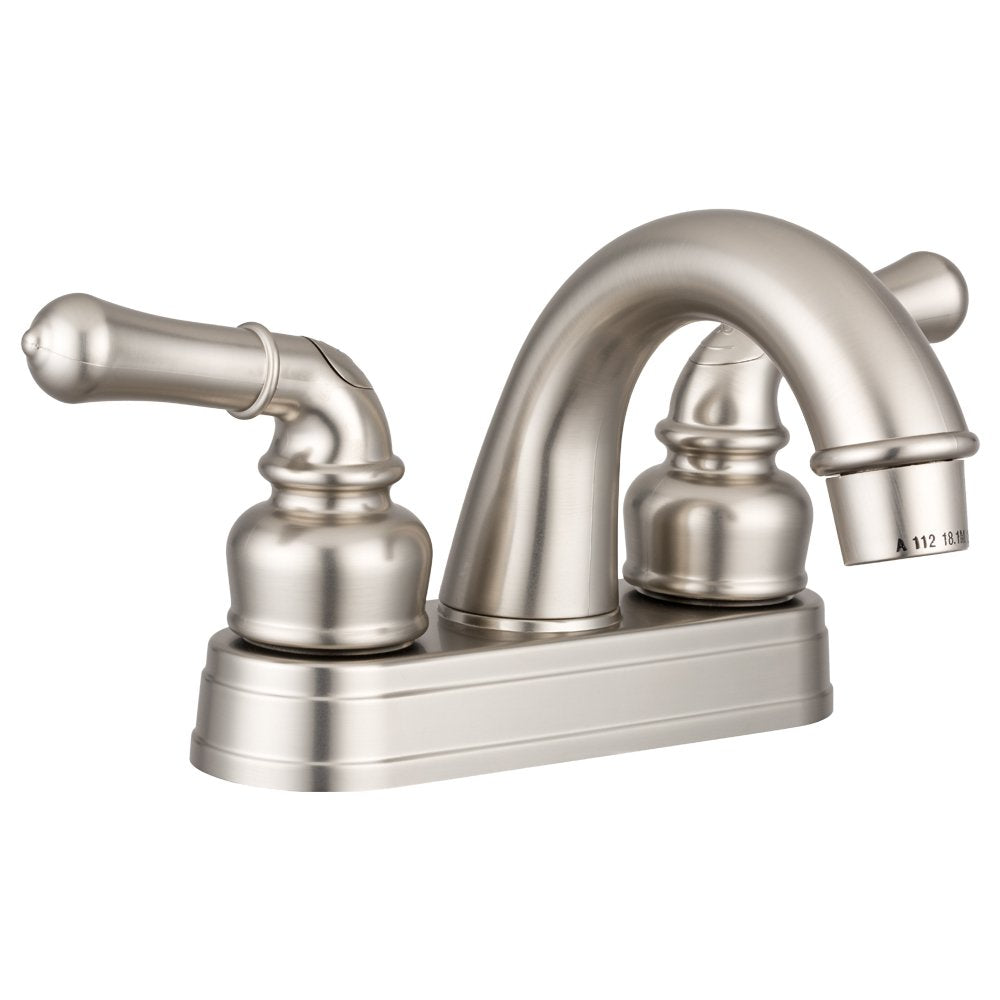 Dura Faucet Dura Faucet DF-PL620C-SN RV Bathroom Sink Faucet - Smooth Turning 2-Lever (Brushed Satin Nickel) - Outdoor Depot