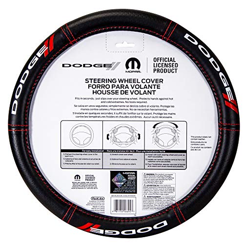Plasticolor Plasticolor 006694R01 Dodge // Deluxe High Contrast Stitching Premium Steering Wheel Cover for - Outdoor Depot