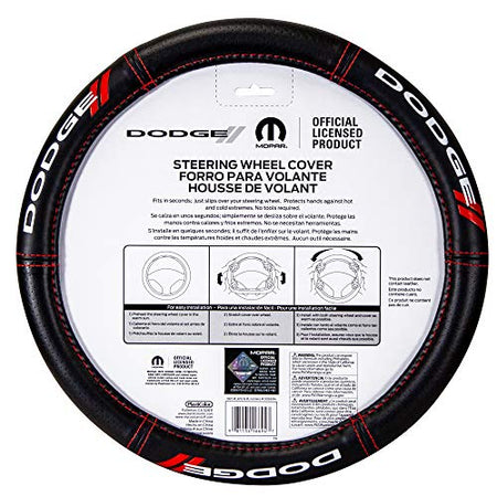 Plasticolor Plasticolor 006694R01 Dodge // Deluxe High Contrast Stitching Premium Steering Wheel Cover for - Outdoor Depot