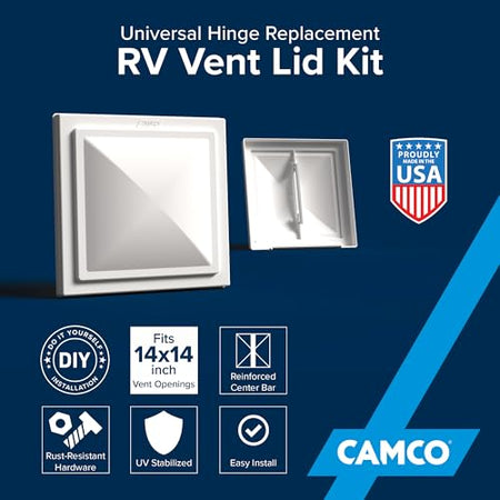 Camco Camco Universal RV Roof Vent Replacement Kit — Fits Standard 14" x 14" Vent Openings – Works with - Outdoor Depot
