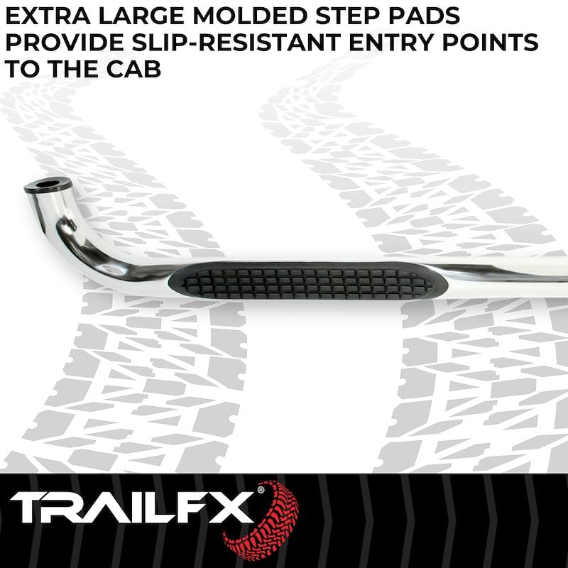 Trailfx Nerf Bars Fits Jeep Gladiator JT 2020-2025 Polished Stainless Steel 3-Inch Round Bent Rocker Panel - Outdoor Depot