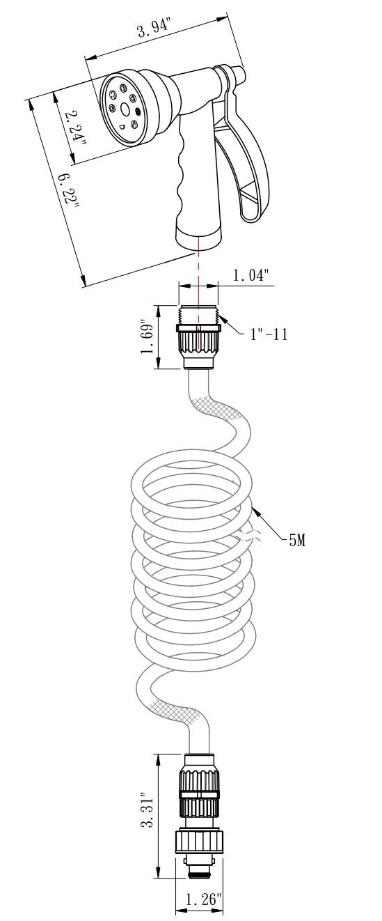 Dura Faucet Dura Faucet DF-SA187-BK RV Exterior Quick Connect Sprayer with 7 Spray Settings and Coiled Hose - Outdoor Depot