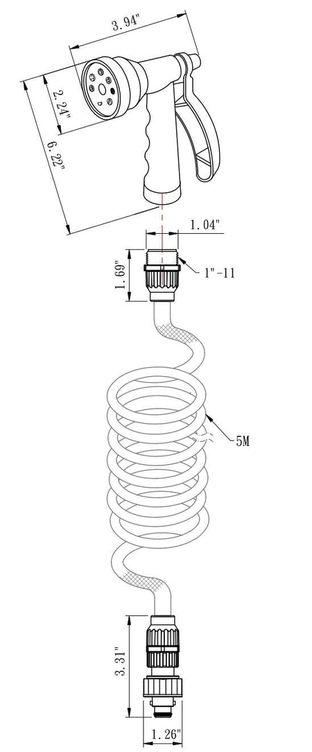 Dura Faucet Dura Faucet DF-SA187-BK RV Exterior Quick Connect Sprayer with 7 Spray Settings and Coiled Hose - Outdoor Depot