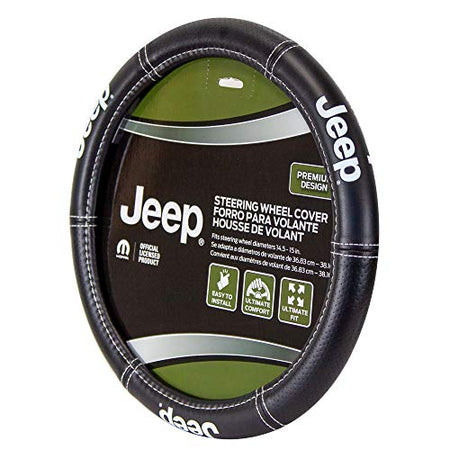 Plasticolor Plasticolor 006695R01 Jeep Deluxe High Contrast Stitching Premium Steering Wheel Cover for Cars, - Outdoor Depot
