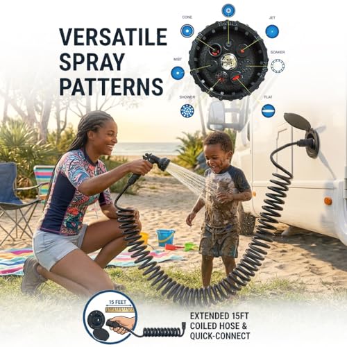 Dura Faucet Dura Faucet DF-SA187-BK RV Exterior Quick Connect Sprayer with 7 Spray Settings and Coiled Hose - Outdoor Depot