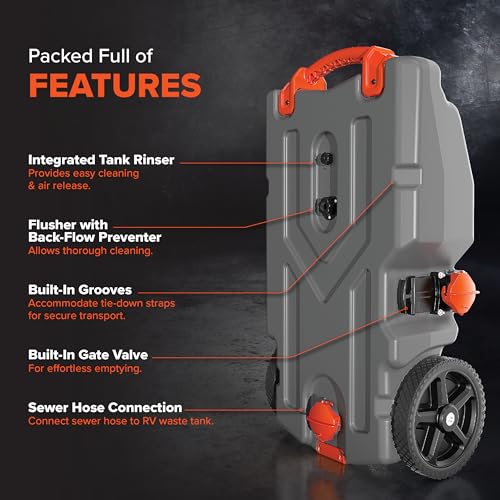 Camco Camco Rhino 28-Gallon Camper/RV Tote Tank - Features Large Heavy-Duty No-Flat Wheels & Built-in Gate - Outdoor Depot