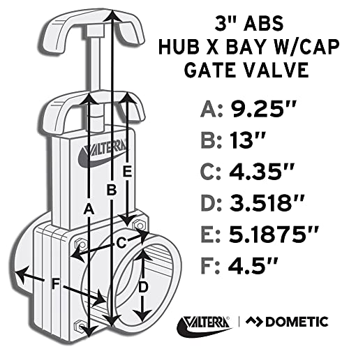 Valterra Valterra T50 3" Hub x 3" Bay with Cap Valve Assembly,Black - Outdoor Depot