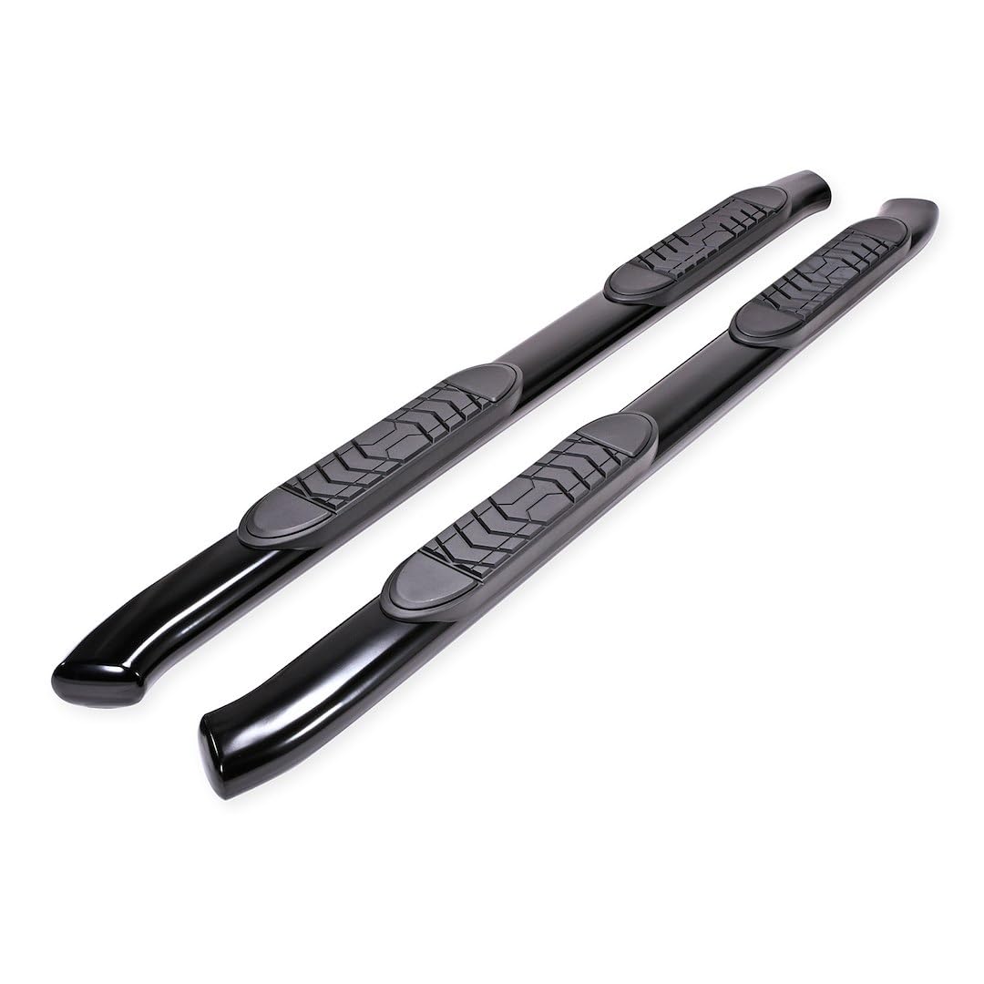 Trailfx TrailFX A7086B 5 Inch Oval Bent Nerf Bar Side Steps with Step Pads Black Powder-Coated Steel Welded - Outdoor Depot