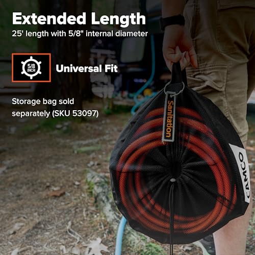 Camco Camco Rhino 25-Ft Clean-Out Camper/RV Black Water Hose - Features a Heavy-Duty PVC Design & Bright - Outdoor Depot