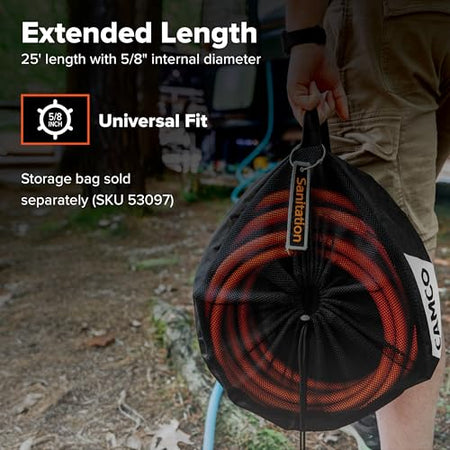 Camco Camco Rhino 25-Ft Clean-Out Camper/RV Black Water Hose - Features a Heavy-Duty PVC Design & Bright - Outdoor Depot